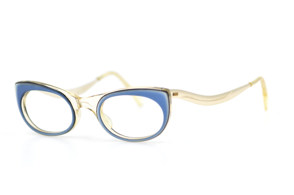 Betty blue 50s vintage glasses. 1950s vintage glasses. Women's 50s glasses. Women's retro glasses. Women's petite vintage glasses. 