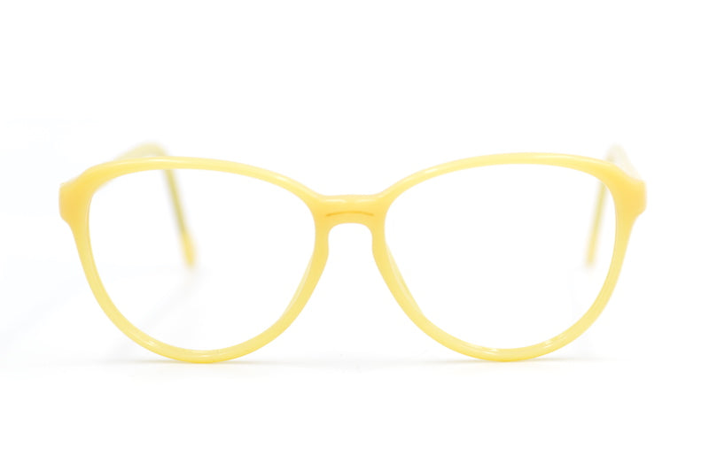Lemon yellow vintage glasses. 80s vintage glasses. Women's yellow glasses. Funky glasses. Sustainable glasses. 