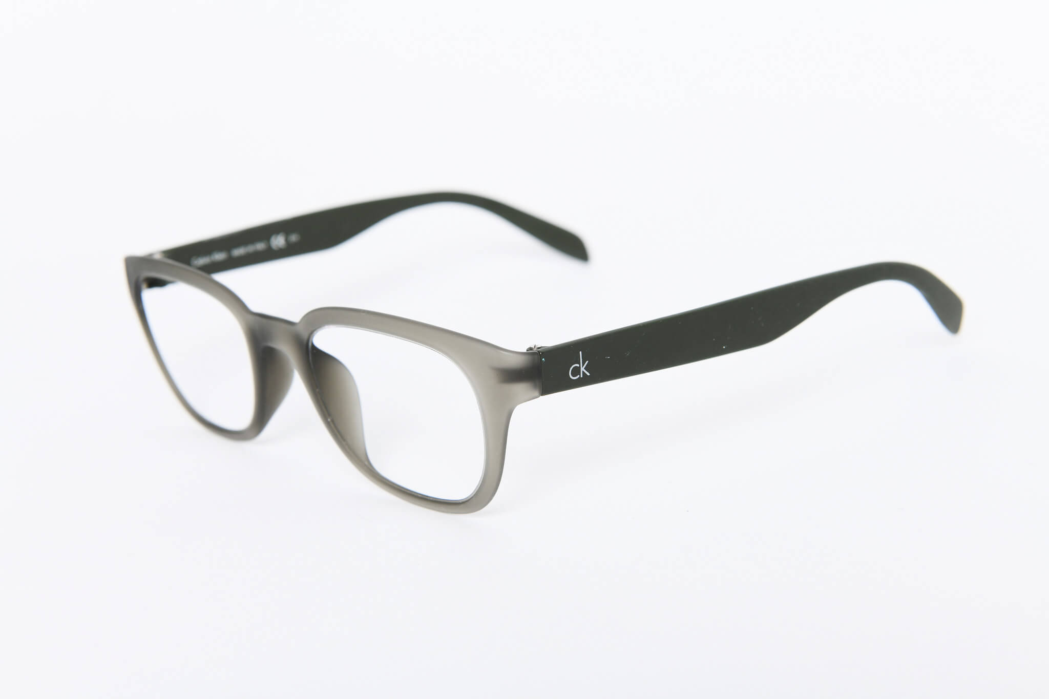 Calvin Klein grey glasses. Cheap designer glasses. Sustainable designer glasses.