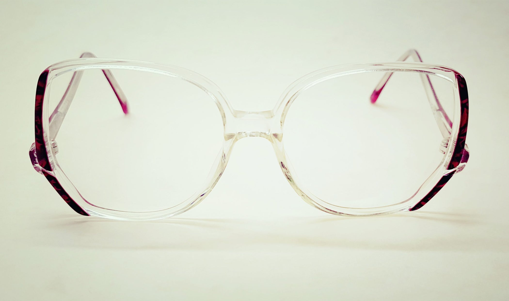 Retro 1970s red &amp; clear acetate frames