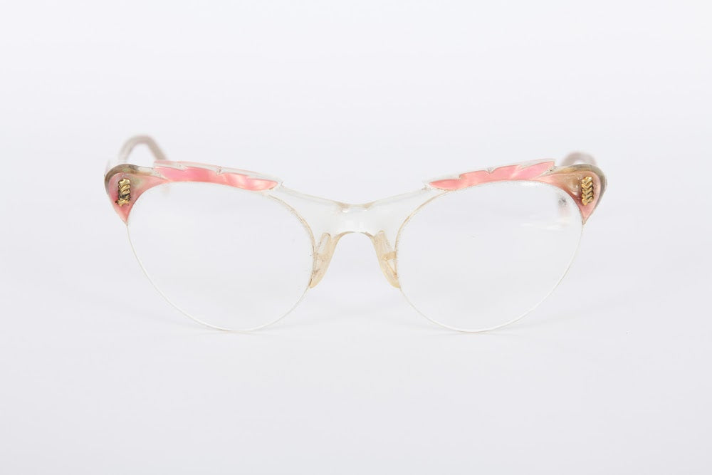 Cateye - 1950s Vintage Pink And Crystal