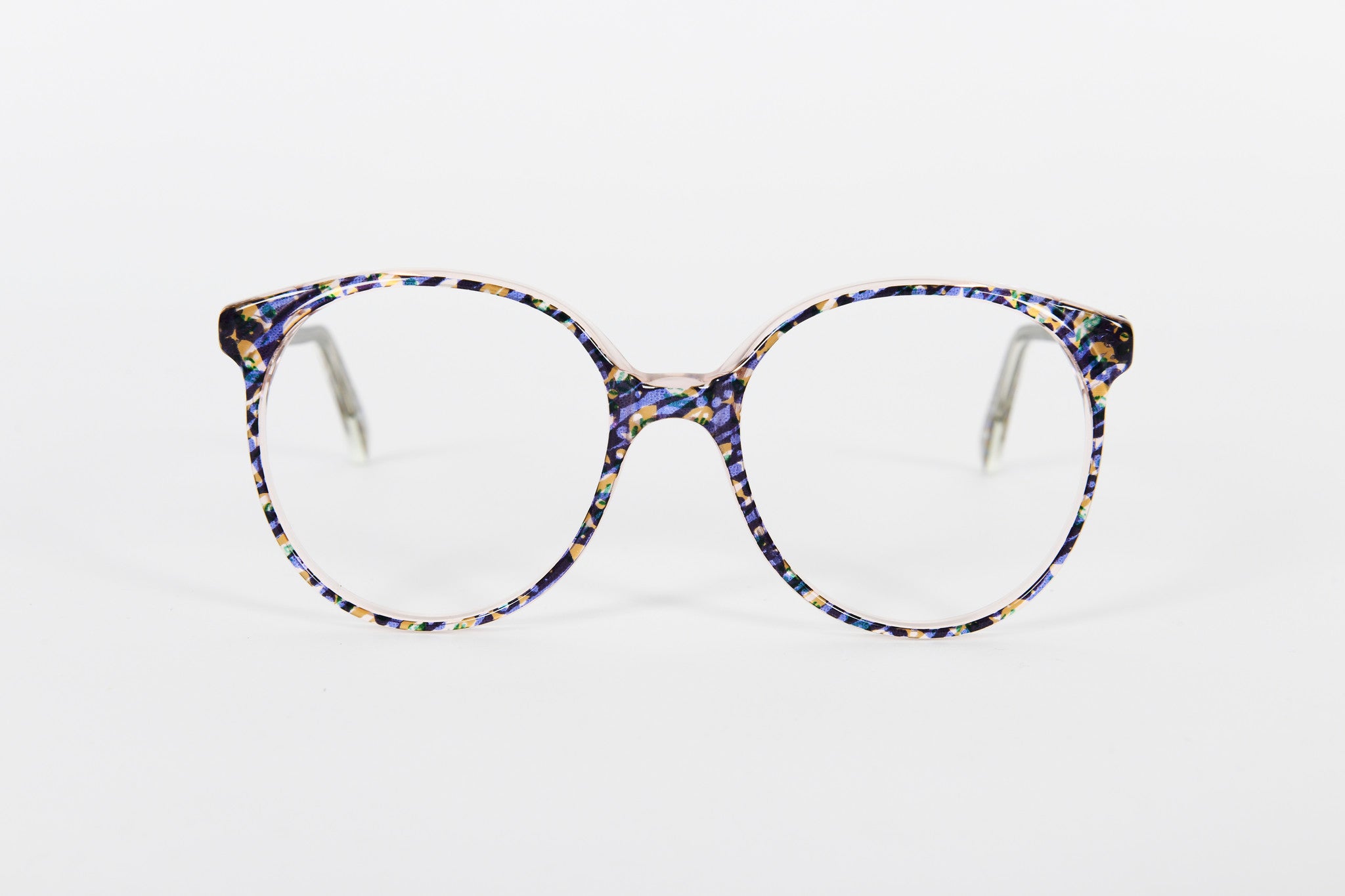 Michael Selcott Chelsea 1980s crystal frames with mottle blue and gold