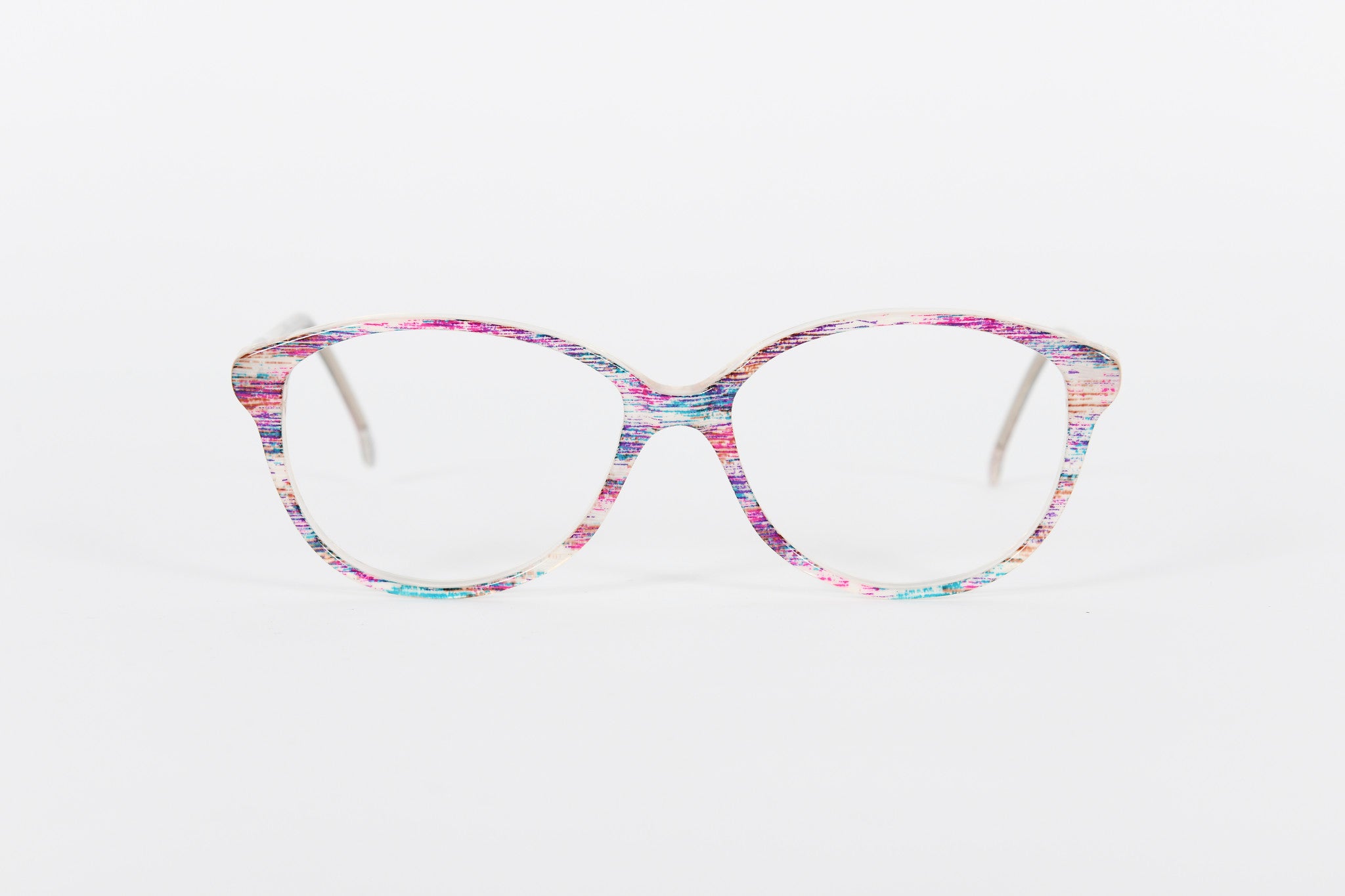 Fantastic multicoloured 1980s frame with pinks, purples and blues