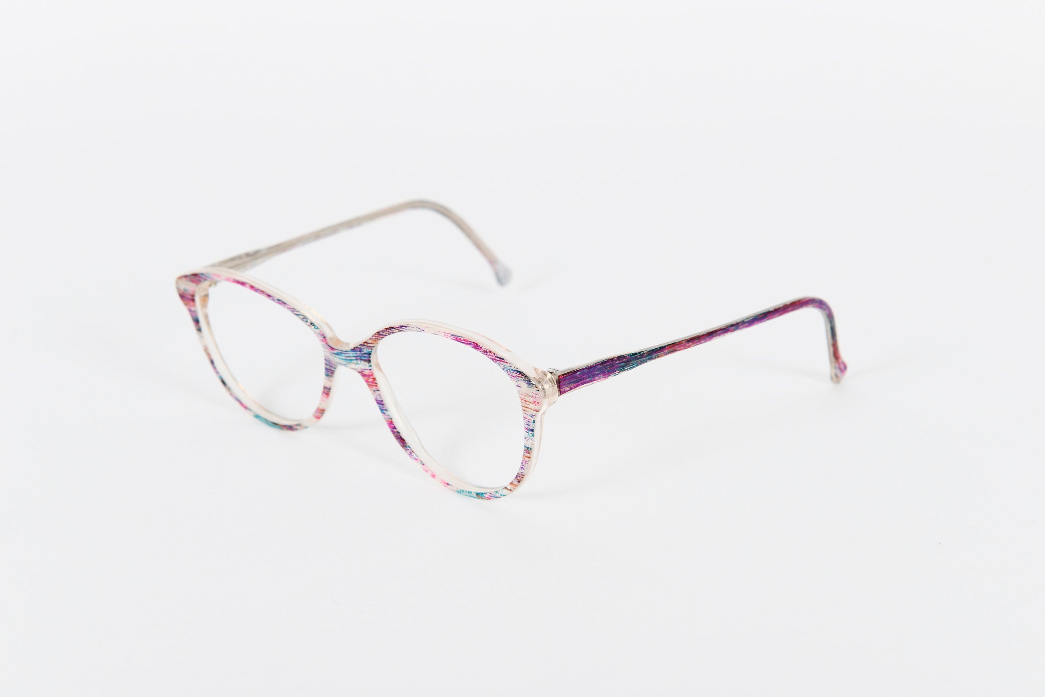 Fantastic multicoloured 1980s frame with pinks, purples and blues