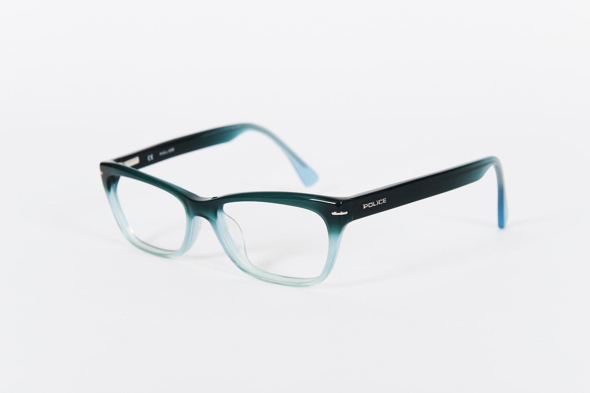 Green-blue and crystal Police designer frames