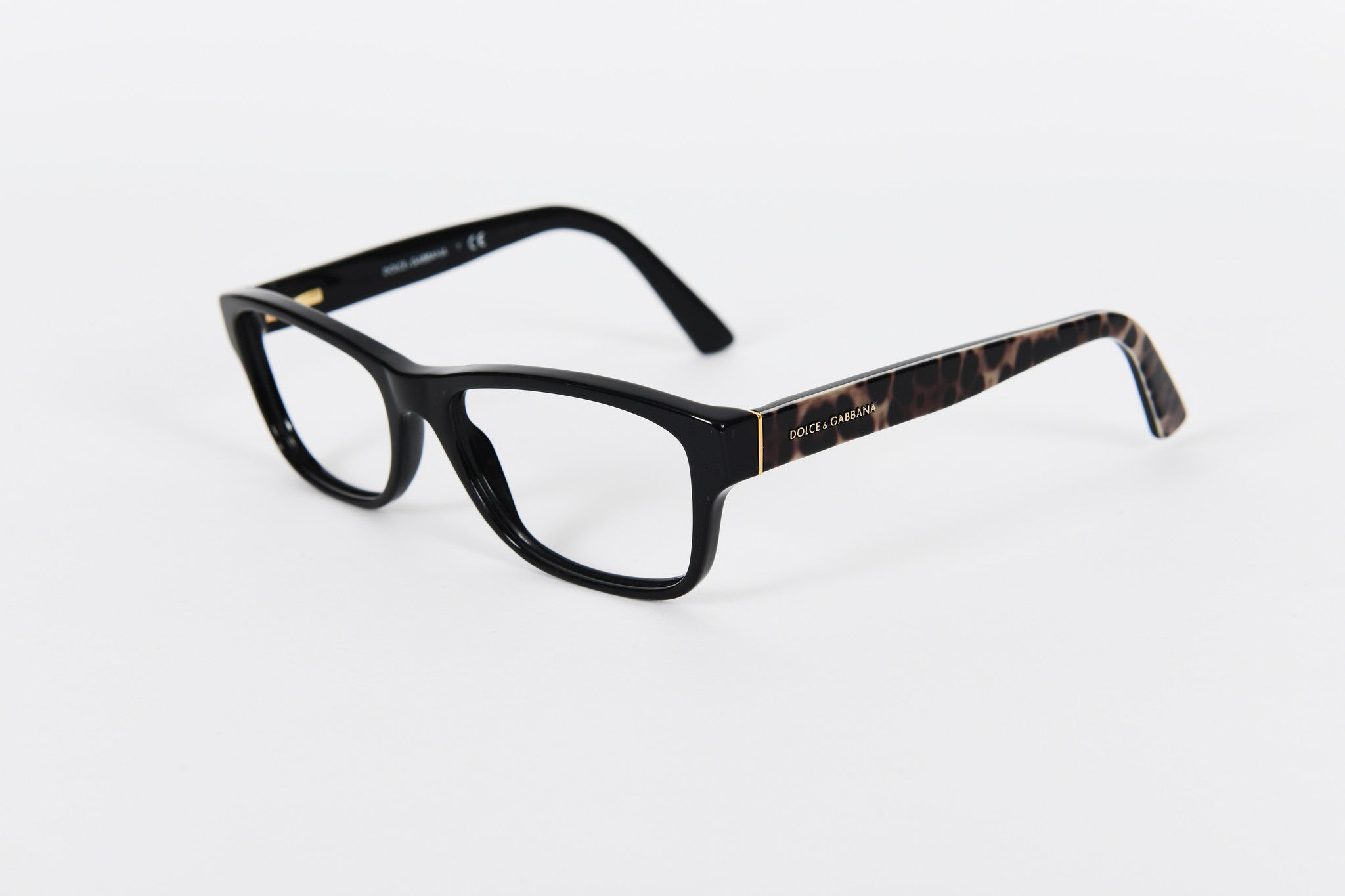 Black D&amp;G womens designer frames with leopard print on sides