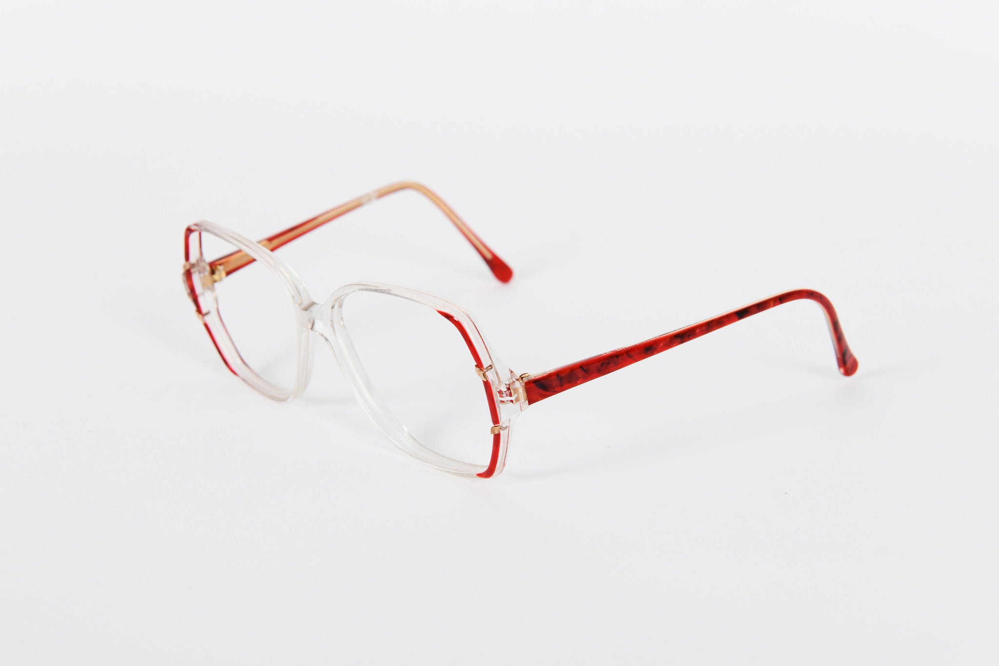 Crystal and red 1980s drop side frames