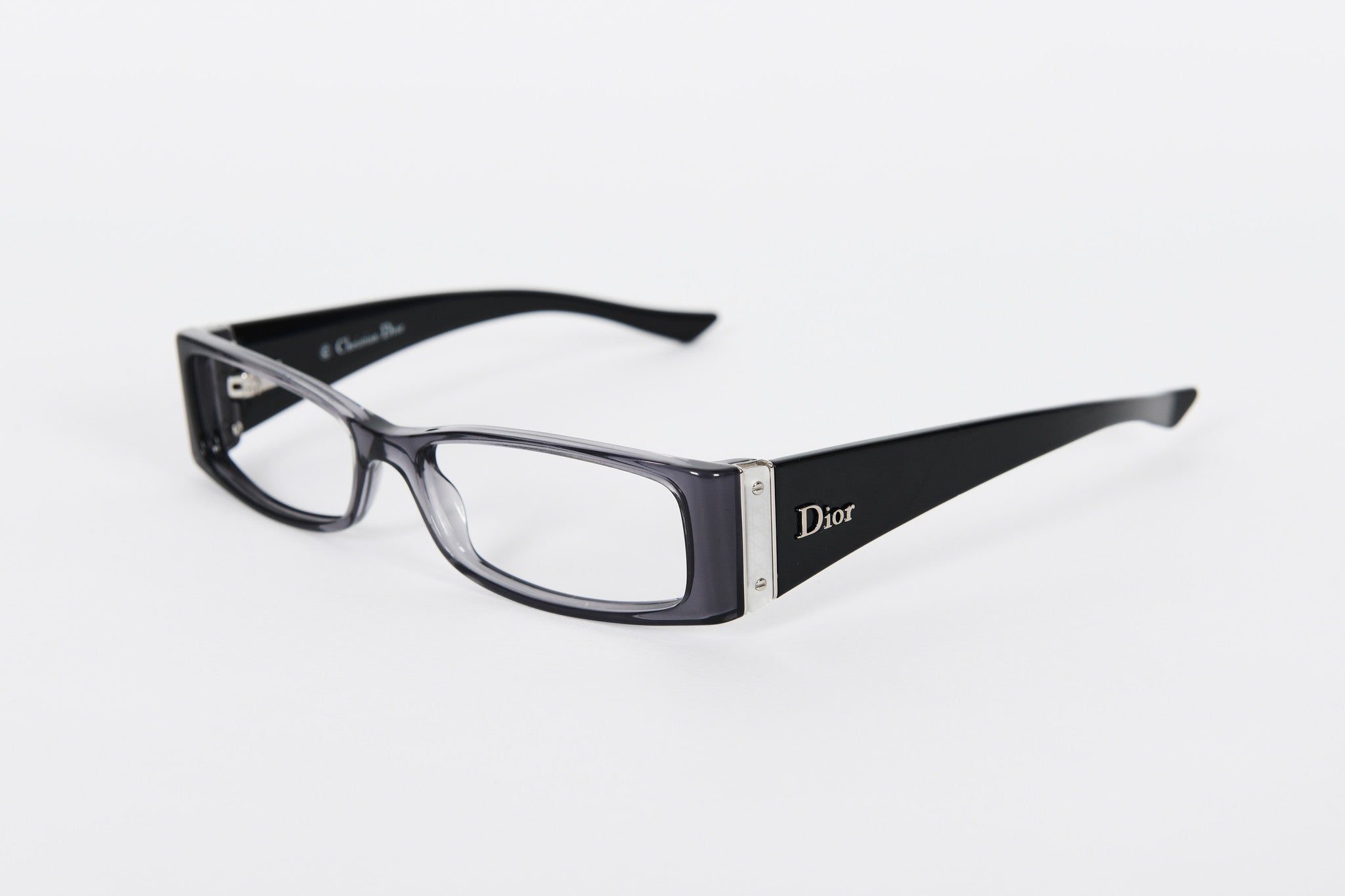 Grey pearlescent Dior frame with black and silver sides