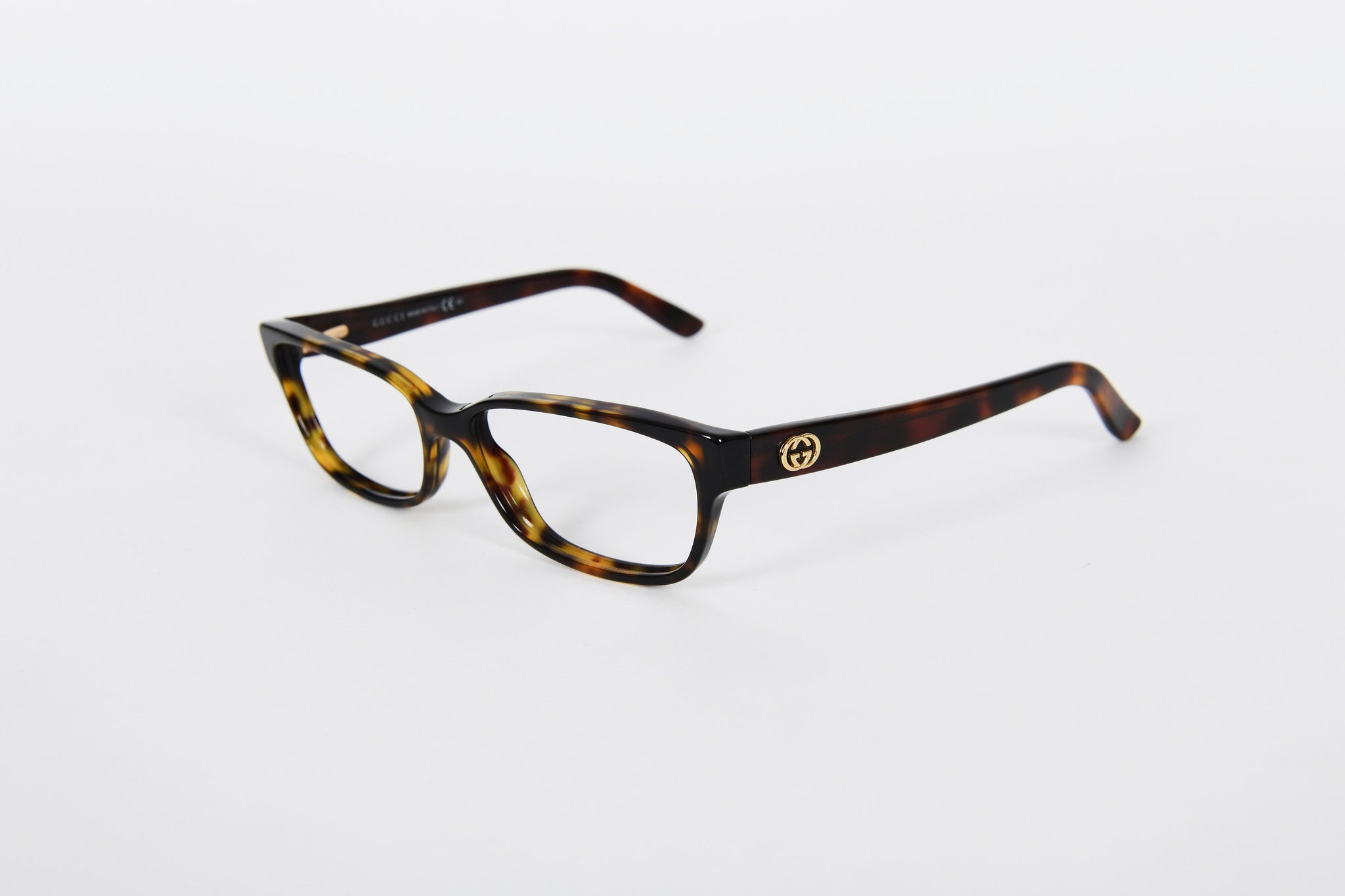 Tortoiseshell Gucci Frames With Gold Logo On Sides Retrospecced