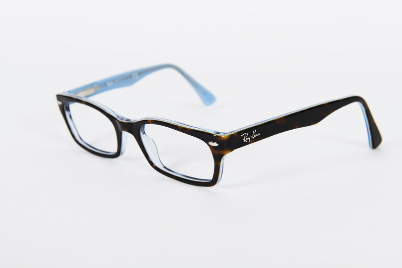 Tortoiseshell Ray-Ban frames with pale blue mottled inside