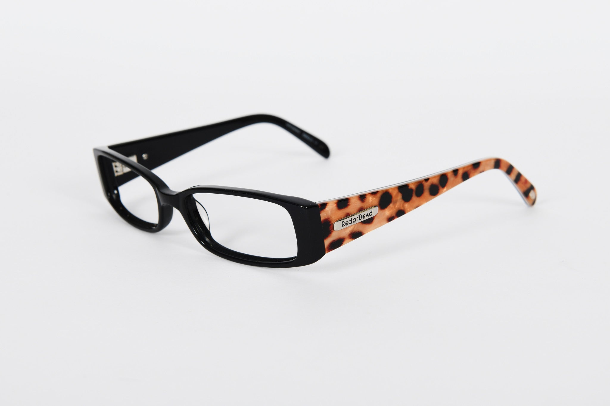 Black Red Or Dead frames with animal print sides