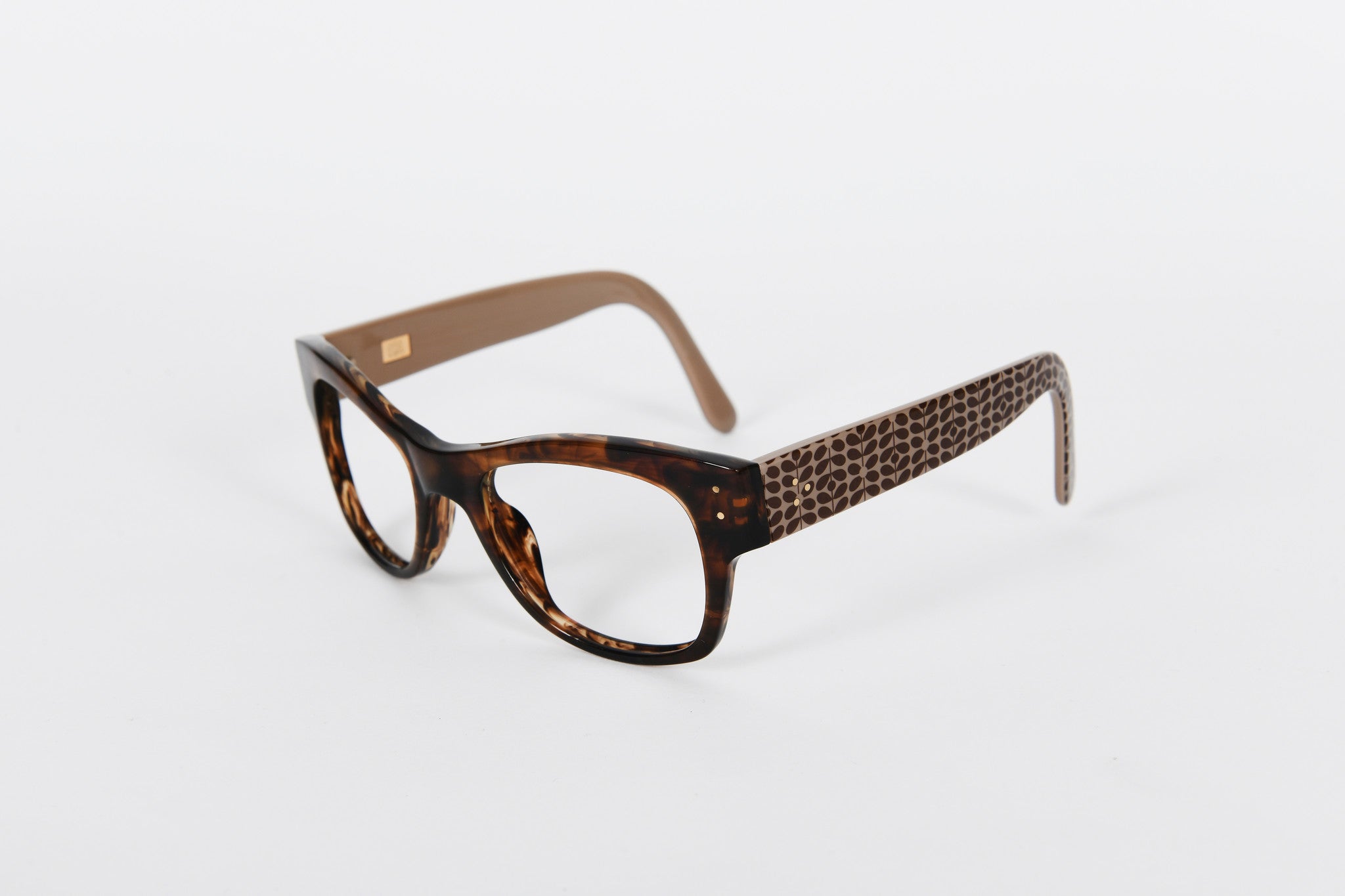 Large brown Orla Kiely frames with leaf pattern on sides