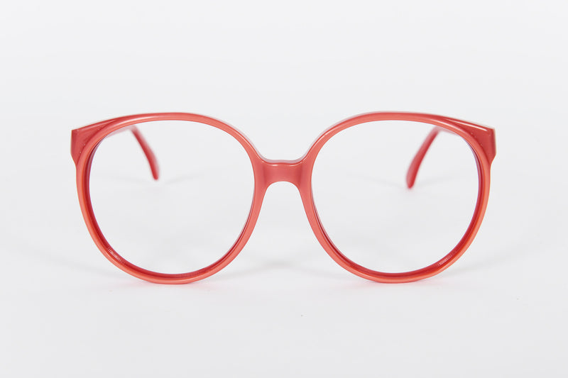 Bright red large round retro 1980s frames