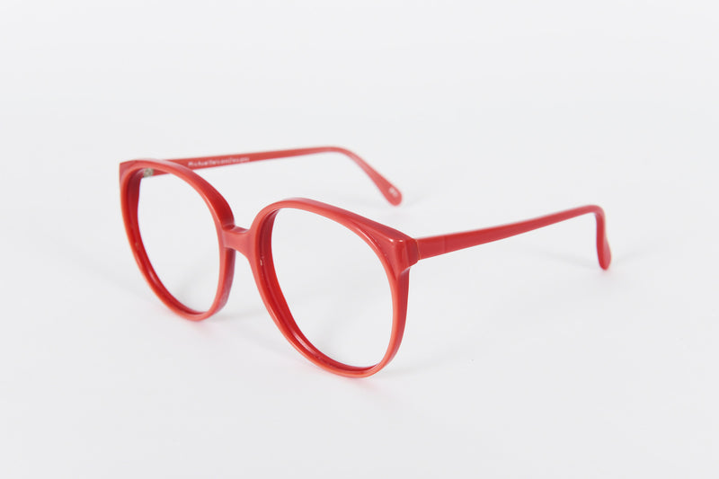 Bright red large round retro 1980s frames