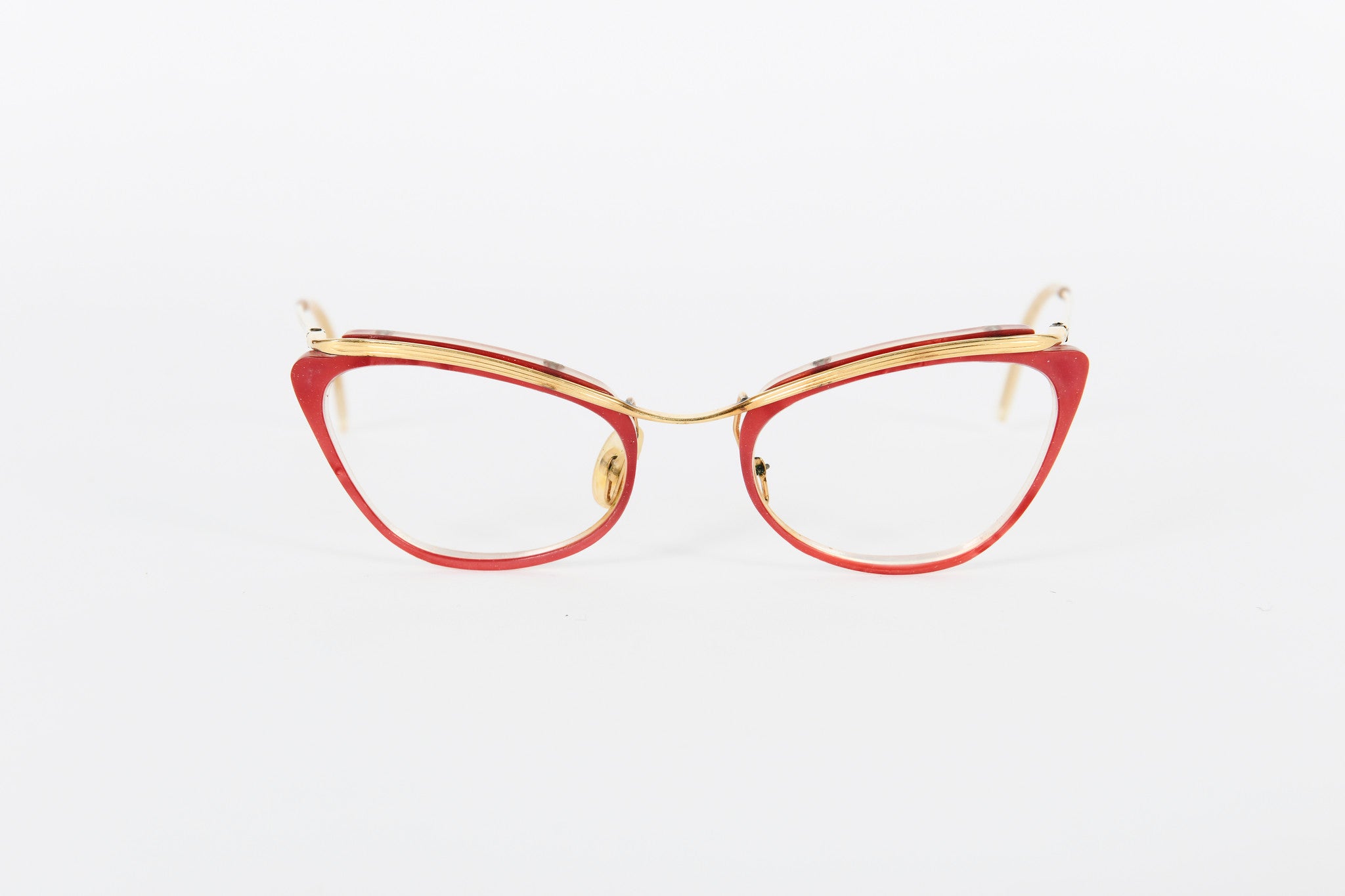 Dark pink and gold 1950s cateye frames