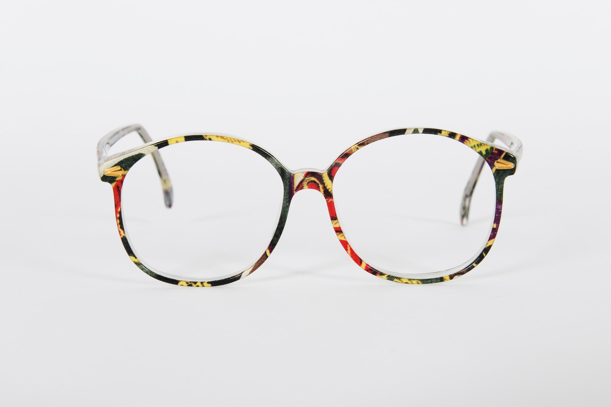 Multicoloured large round 1980s retro frames