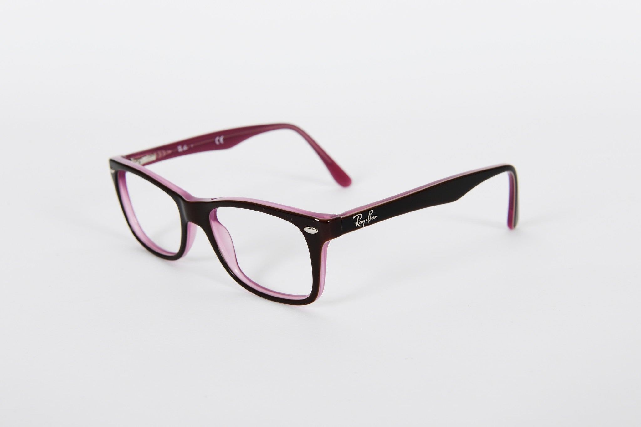 Black Ray-Ban with pink crystal interior