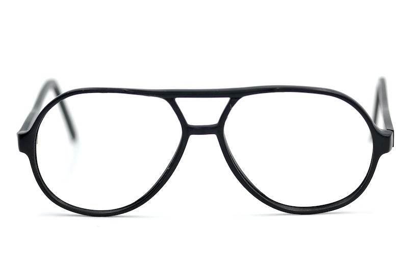 Airflo matte black aviator vintage glasses. Men's black aviator glasses.