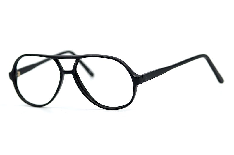 Airflo matte black aviator vintage glasses. Men's black aviator glasses.