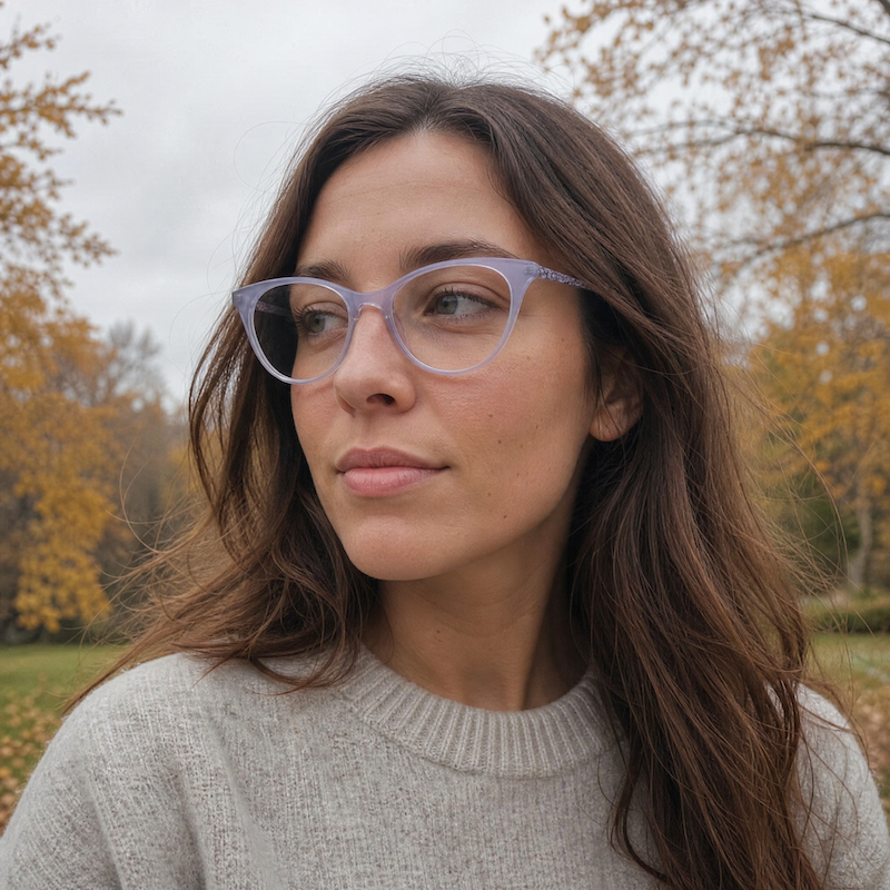 Beatrice glasses Specsavers. Women's stylish glasses. Purple cat eye glasses. Affordable eyewear. Sustainable glasses. 