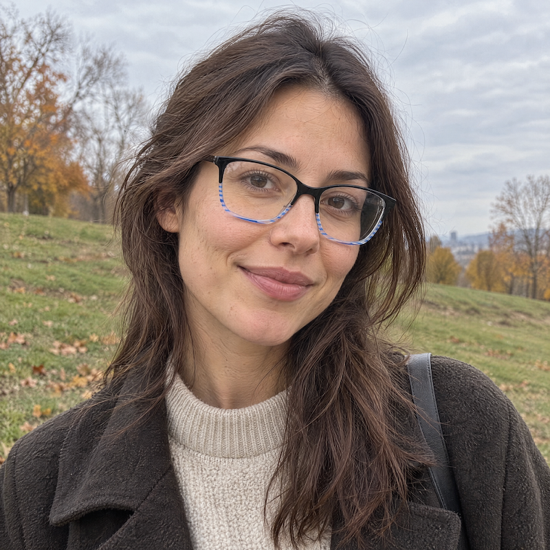 Black and blue striped retro glasses