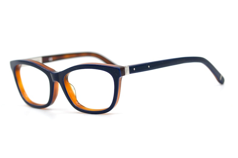 Bobbi Brown The Adrien glasses in navy and brown. Women's designer glasses. 