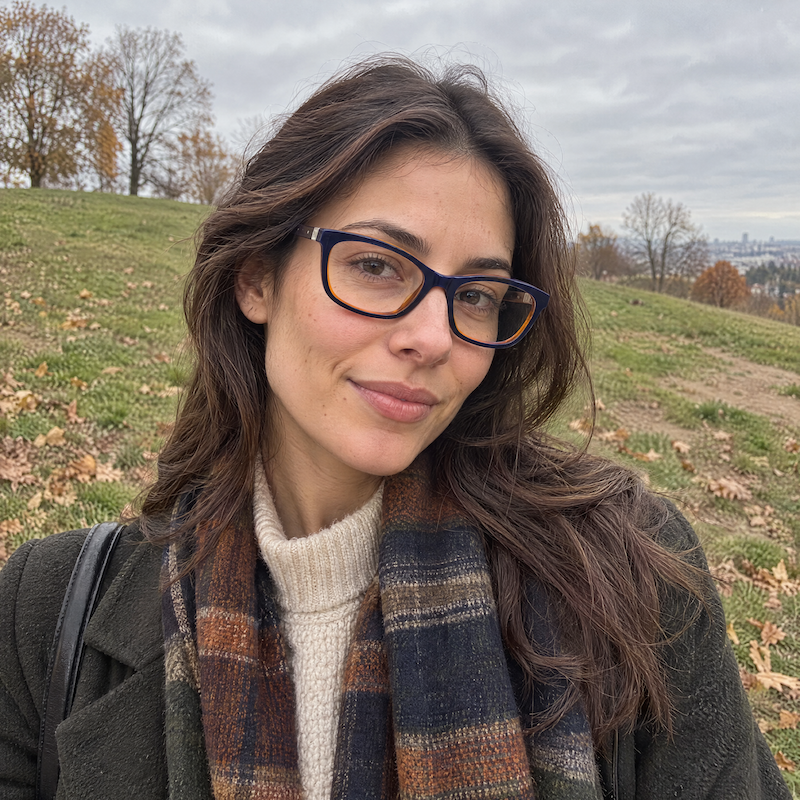 Bobbi Brown The Adrien glasses in navy and brown. Women's designer glasses. Women's sustainable glasses.