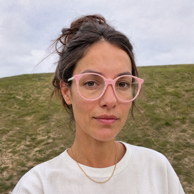 Candy women's 80s oversized red and white striped glasses