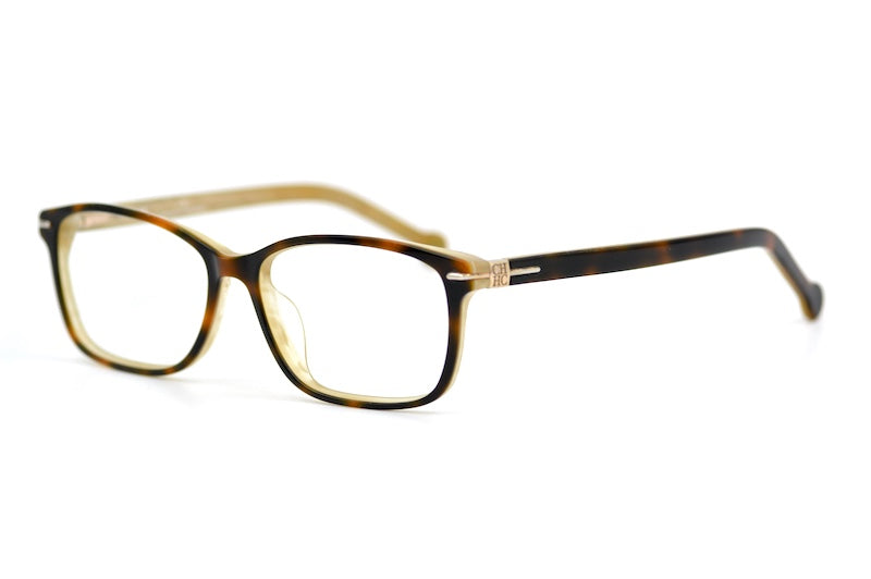 Carolina Herrera VHE661 Glasses. Brown rectangular women's designer glasses. Sustainable eyewear online.