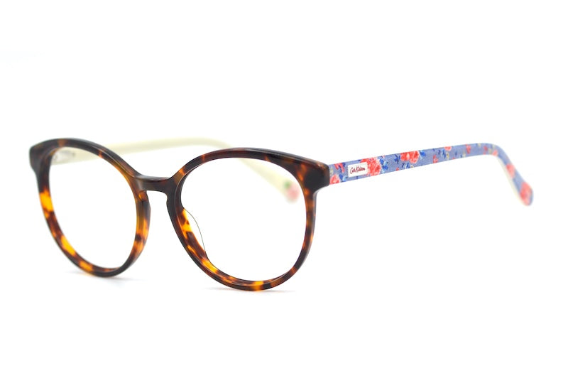 Cath Kidston 03 Round brown glasses with blue and pink floral side. 