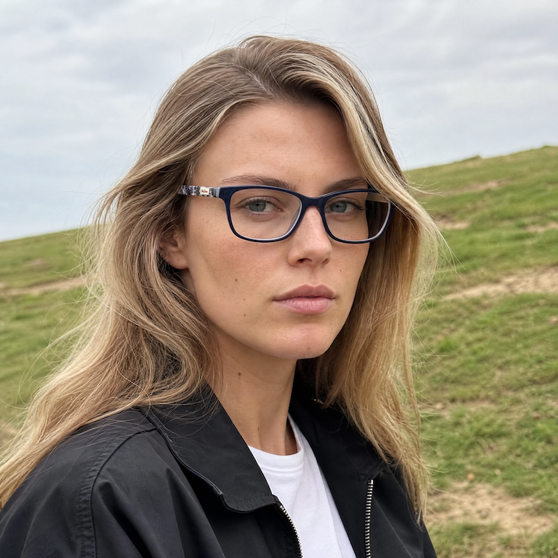 Cath Kidston 12 Women's navy rectangular glasses with floral sides.
