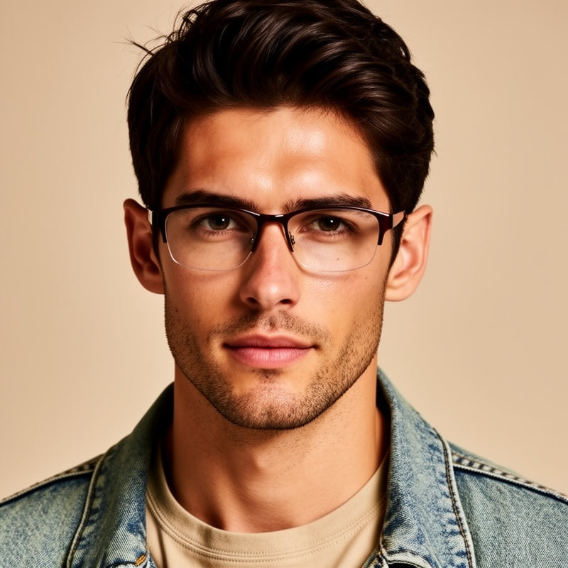 Charles Stone NY 27 brown rectangular men's glasses. 