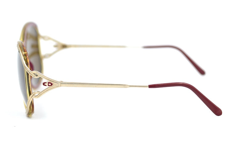 Christian Dior red and gold 80s oversized vintage sunglasses. Women's cheap Dior sunglasses. 