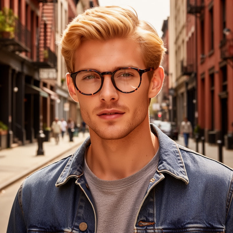 Collins retro glasses. Brown round vintage glasses. 