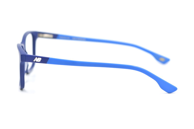 New Balance 4011-3 glasses. Mens designer glasses. Mens New Balance glasses. Mens blue glasses. Blue rectangular glasses. Upcycled glasses. Sustainable Eyewear.