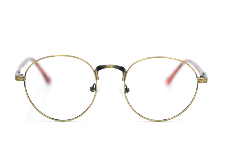 Billie round retro vintage glasses. Antique gold round glasses. Unisex round glasses. Sustainable glasses. Sustainable eyewear. 