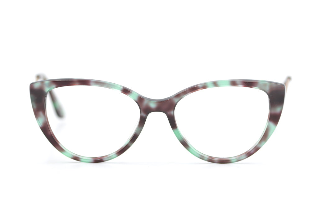 Mabel green mottled retro cat eye glasses. Retro glasses frames. Up-cycled glasses. Sustainable glasses. 