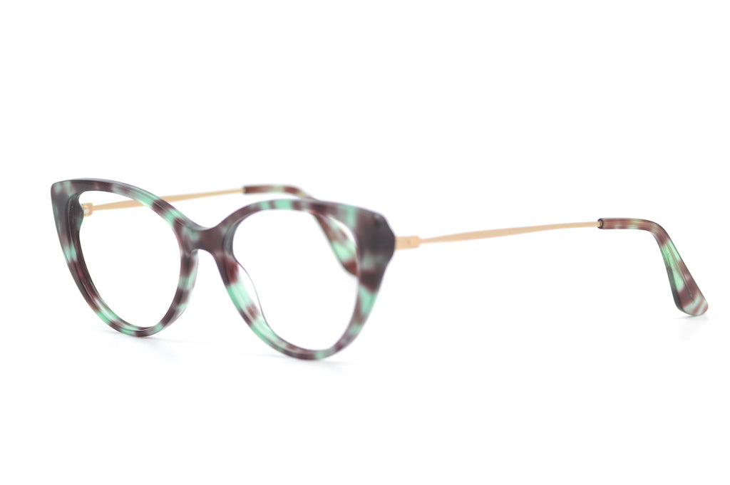 Mabel green mottled retro cat eye glasses. Retro glasses frames. Up-cycled glasses. Sustainable glasses. 