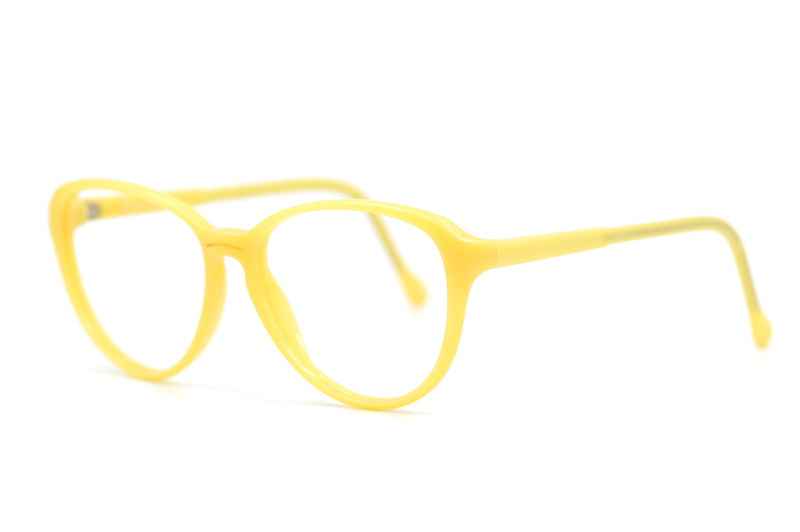 Lemon yellow vintage glasses. 80s vintage glasses. Women's yellow glasses. Funky glasses. Sustainable glasses. 