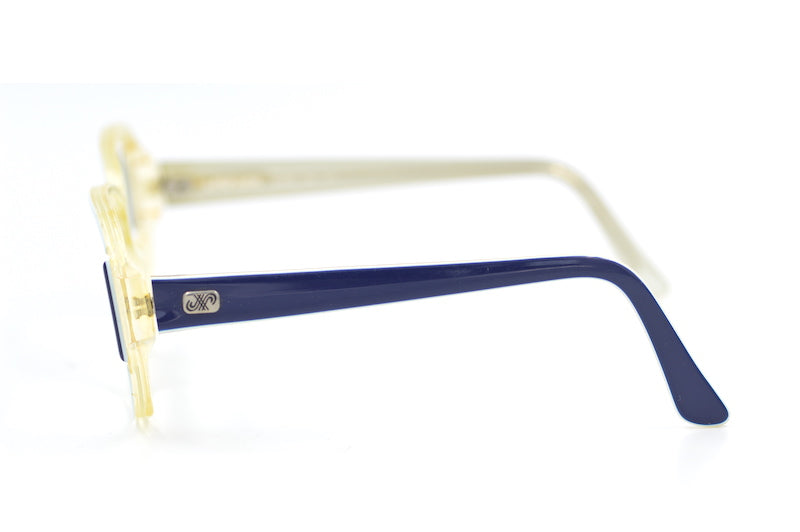 Jaeger 014 C1 vintage designer glasses. Women's vintage Jaeger glasses. Pale blue acetate glasses. 