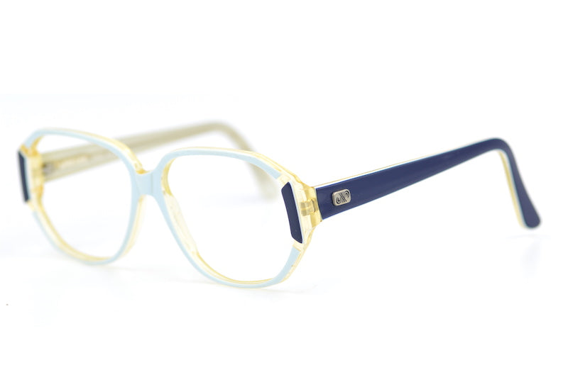 Jaeger 014 C1 vintage designer glasses. Women's vintage Jaeger glasses. Pale blue acetate glasses. 