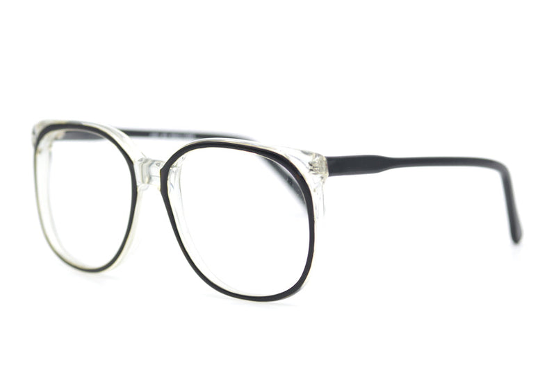 Zoe by Bruliar 2177 Vintage Glasses. Black and crystal vintage glasses. 80s black vintage glasses. 80s overszied glasses. Retro oversized glasses. Retro Eyeglasses.