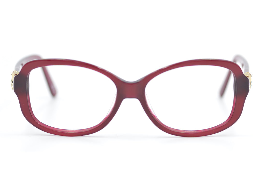 Oceanblue 9207 acetate glasses. Ruby red glasses with gold and jewell detail. 