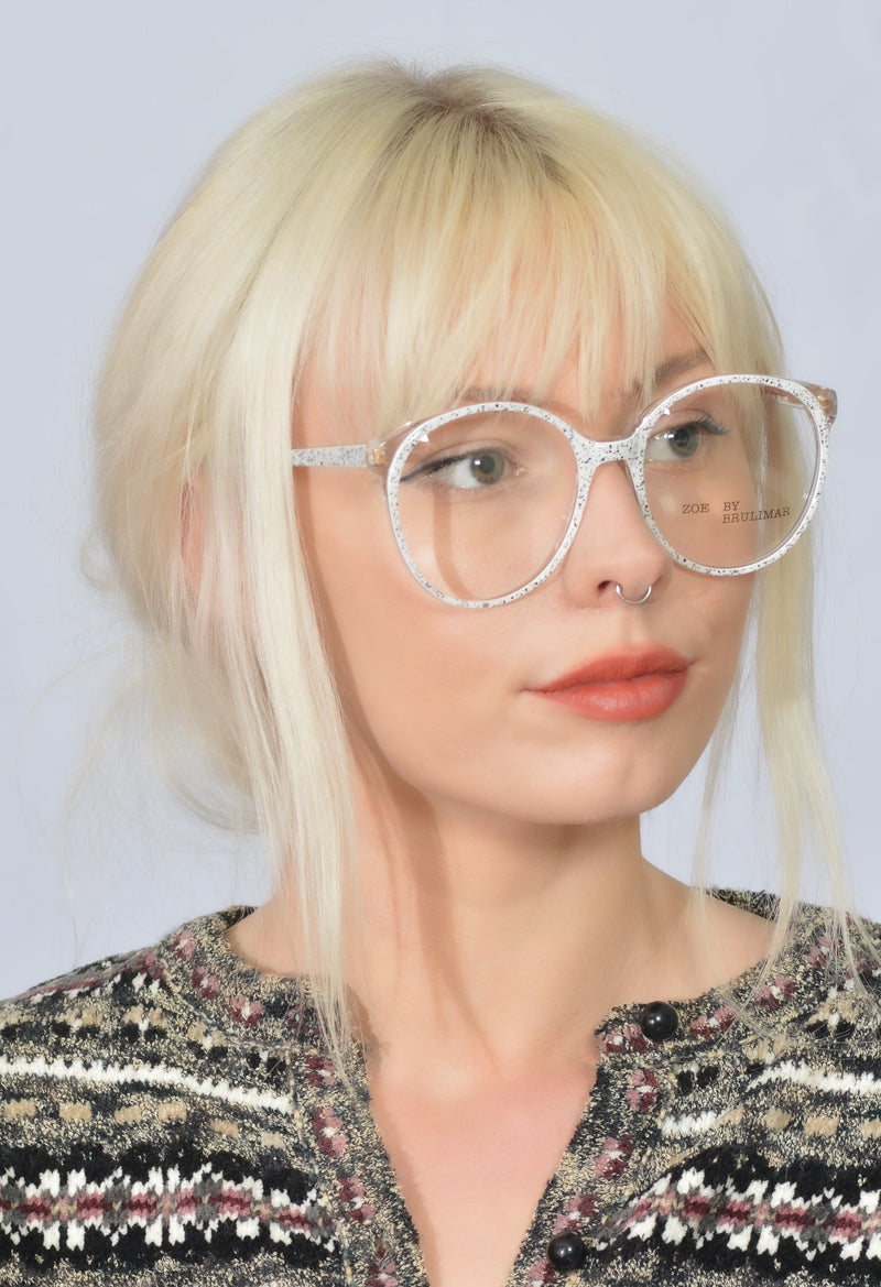 Zoe by Brulimar 2102. Oversized Glasses. Vintage Oversized Glasses. 1980's Vintage Glasses. Sustainable Glasses. Stylish Glasses. White glasses. Vintage eyeglasses.