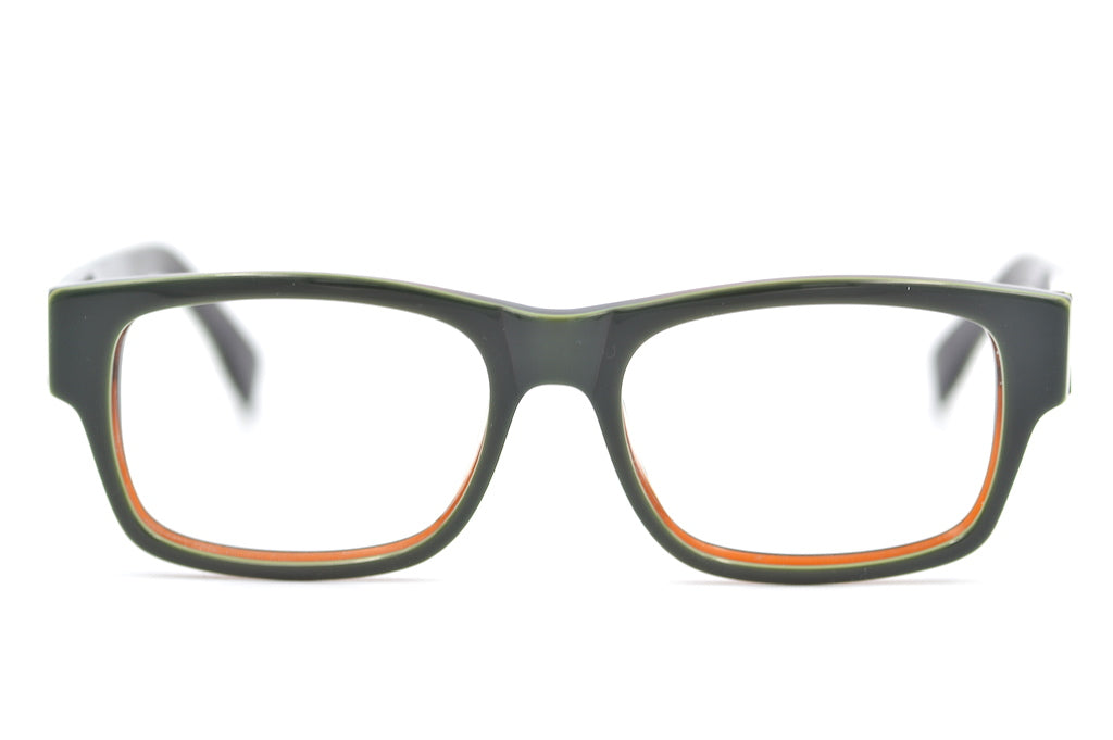 Booth & Bruce 885 Glasses. Mens designer glasses. Cheap designer glasses. Green plastic glasses. Mens green glasses. Green rectangular glasses.