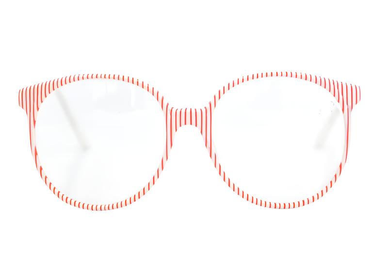Candy, red and white striped glasses. Striped glasses. Red and white glasses. 80s oversized glasses. Women's retro glasses. 