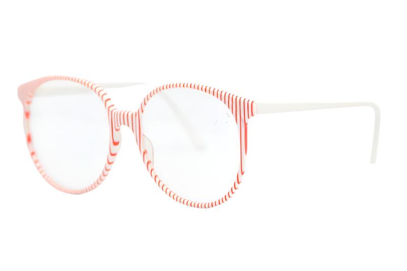 Candy, red and white striped glasses. Striped glasses. Red and white glasses. 80s oversized glasses. Women's retro glasses. 