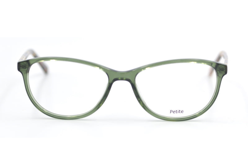 Charlotte glasses. Green petite glasses. Women's green glasses. Women's petite glasses. Petite sustainable glasses.  