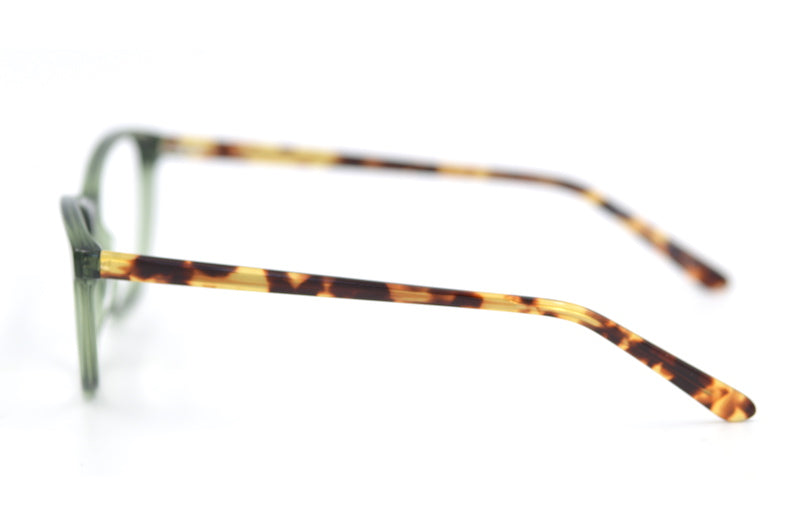 Charlotte glasses. Green petite glasses. Women's green glasses. Women's petite glasses. Petite sustainable glasses.  