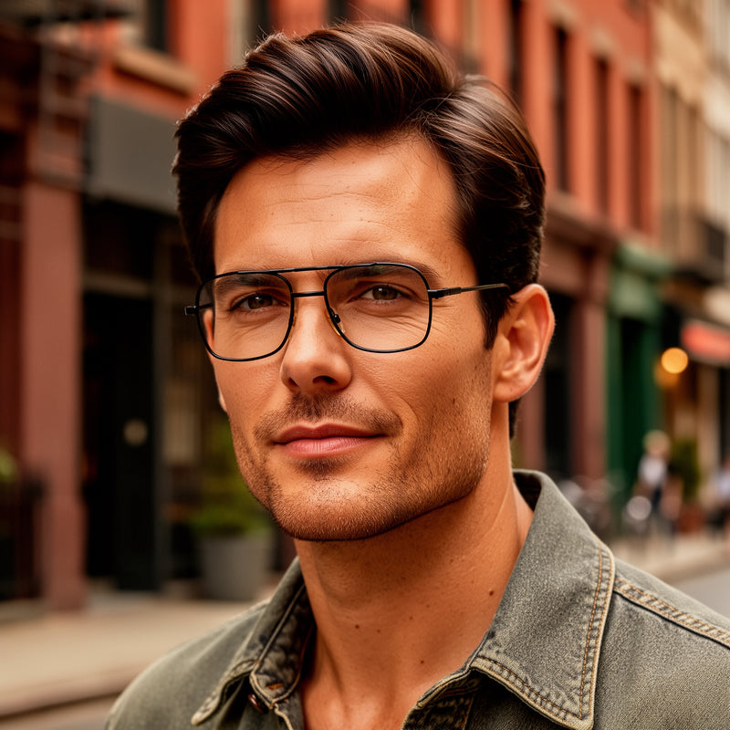 Dan black men's vintage aviator glasses. 